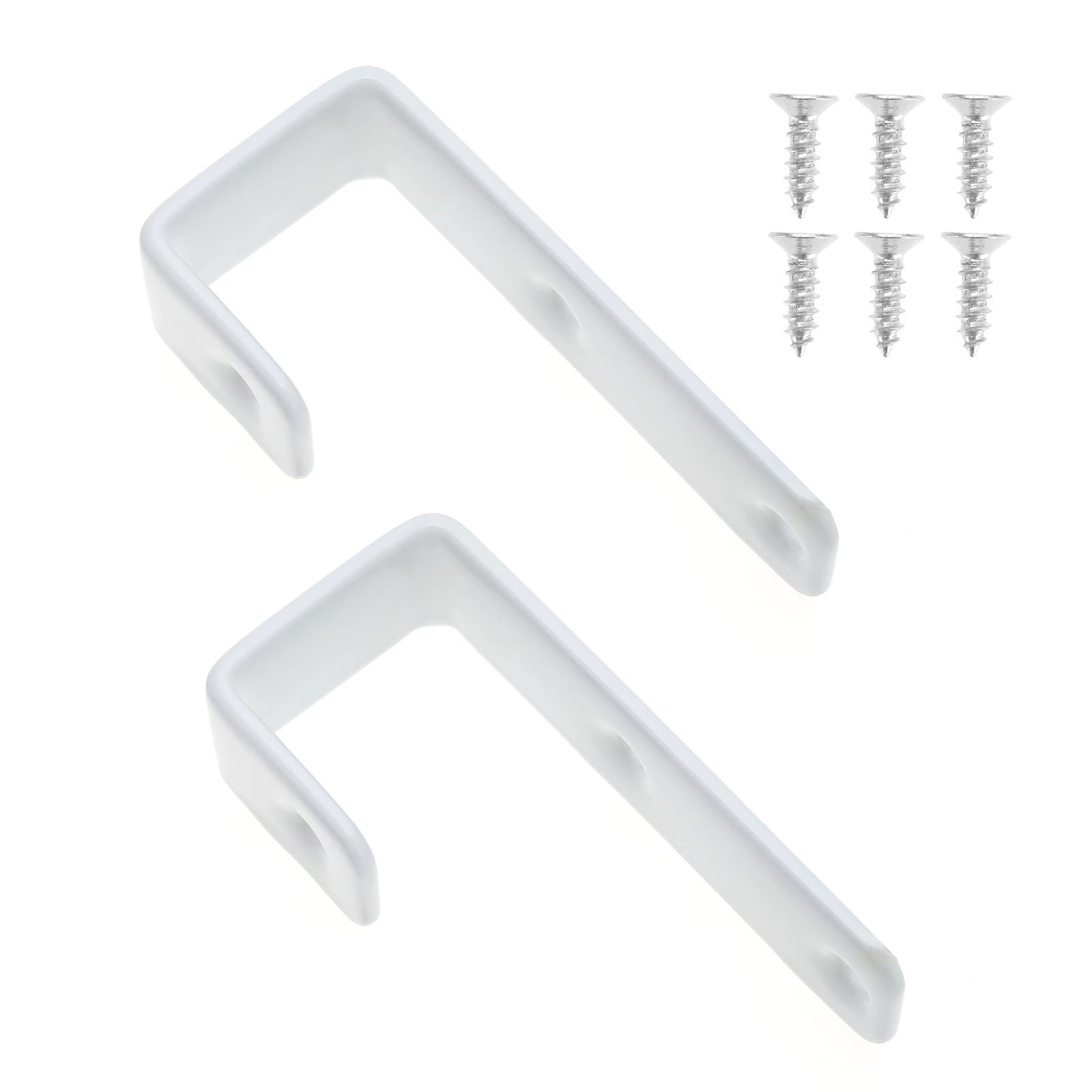 2Pcs Heavy Duty Metal J-Hooks with PVC Coating for Bunk Beds, Loft Beds and Ladders, White