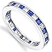 Metal Masters Sterling Silver 925 Eternity Ring Engagement Wedding Band W/Princess Cut Simulated Sapphire Cubic Zirconia CZ 7