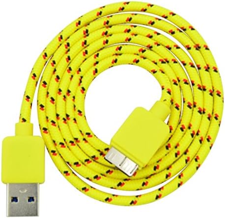 Pengaz Braided 10ft Micro USB 3.0 Charger Sync Data Cable (Yellow)