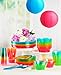 Tiger Chef 80-Piece Neon Assorted Glow Party Supplies Includes Neon Assorted Colors Hard Plastic Plates, Cups and Cutlery in Neon Pink, Blue, Green and Orange (Service for 16)