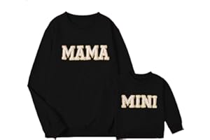 Winioder Mommy and Me Matching Outfits Letter Print Crewneck Pullover Sweatshirt Long Sleeve Shirt Tops Baby Clothes