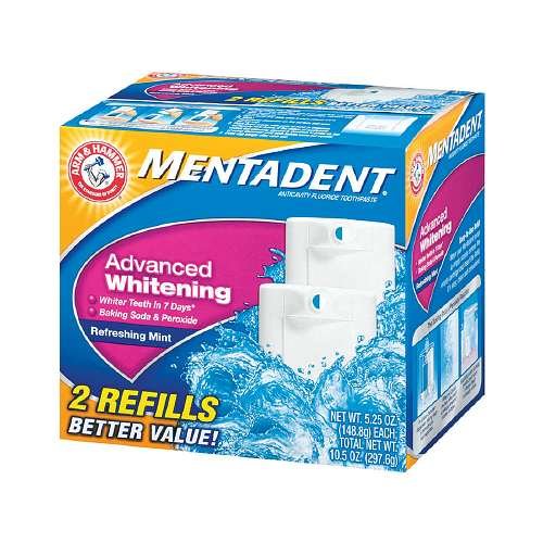 Mentadent Toothpaste Twin Refills 10.5 Oz, Advanced Whitening Refreshing Mint (Pack of 4) image