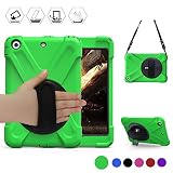 BRAECN iPad Mini Case iPad Mini 2 Case iPad MIni3 Case Kickstand and a Hand Grip/a Shoulder Strap Heavy Duty for Kids,Green Black