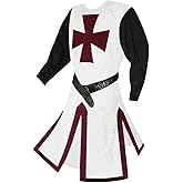 Runcati Mens Medieval Crusader Knights Tunic Renaissance Warrior Templar Cosplay Costumes Tops