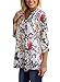 Chase Secret Womens Casual 3 4 Sleeve Floral Print V Neck Blouses Tops and Shirts X-Large White