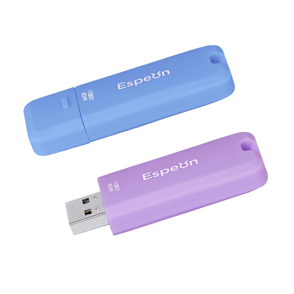 Espeon 2-Pack 64GB USB 3.1 Flash Drive, Macaroon colours - Light Blue, Light Violet