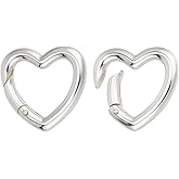 PH PandaHall 2pcs 925 Sterling Silver Spring Gate Rings, 13mm Heart Spring Clasp Connector Metal Necklace Shortener Jewellery Clasps for Necklace Bracelet Keychain Jewellery Making