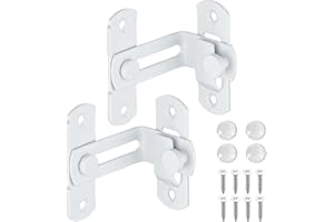 XQDWX 90 Degree Barrel Bolt Door Lock, thickened Stainless Steel Door Lock, Sliding door latch, With Bumper Pads, 2Pack White, 4 Inch, 904BB-WH-2