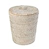 KOUBOO La Jolla Rattan Round Waste Basket with Plastic Insert & Lid, White Wash 51zA4RtRtWL