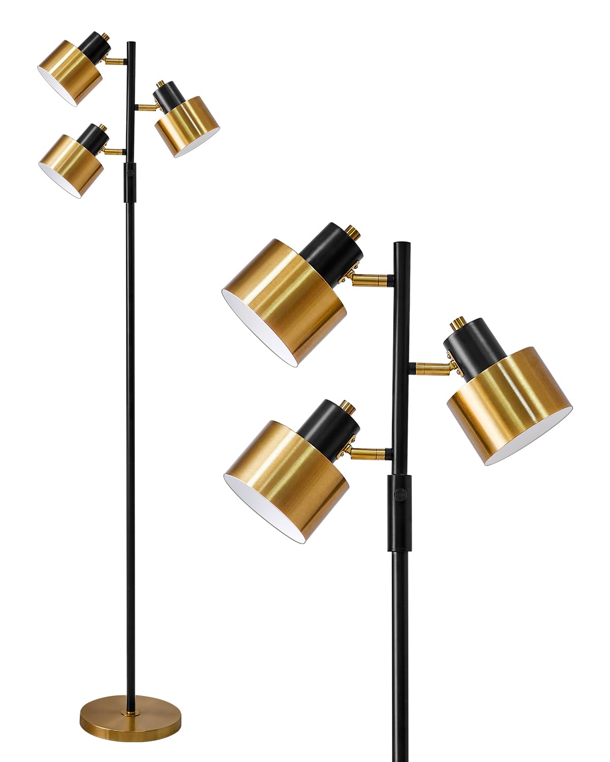 Photo 1 of OYEARS Floor Lamp for Living Room Bright Lighting Tall Modern Industrial Vintage Standing Corner Lamps LED Metal Light Office Bedroom Study Gold Black Cream Matte Accent (3-Light, Gold)