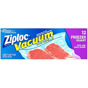 Ziploc Vacuum Refill Bags, for use with Pump Quart, 12-Count(Pack of 3)