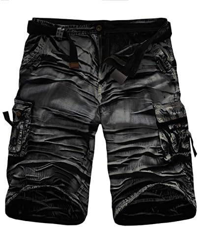 Men's Casual Multi Pocket Cargo Shorts (36, Black#2)