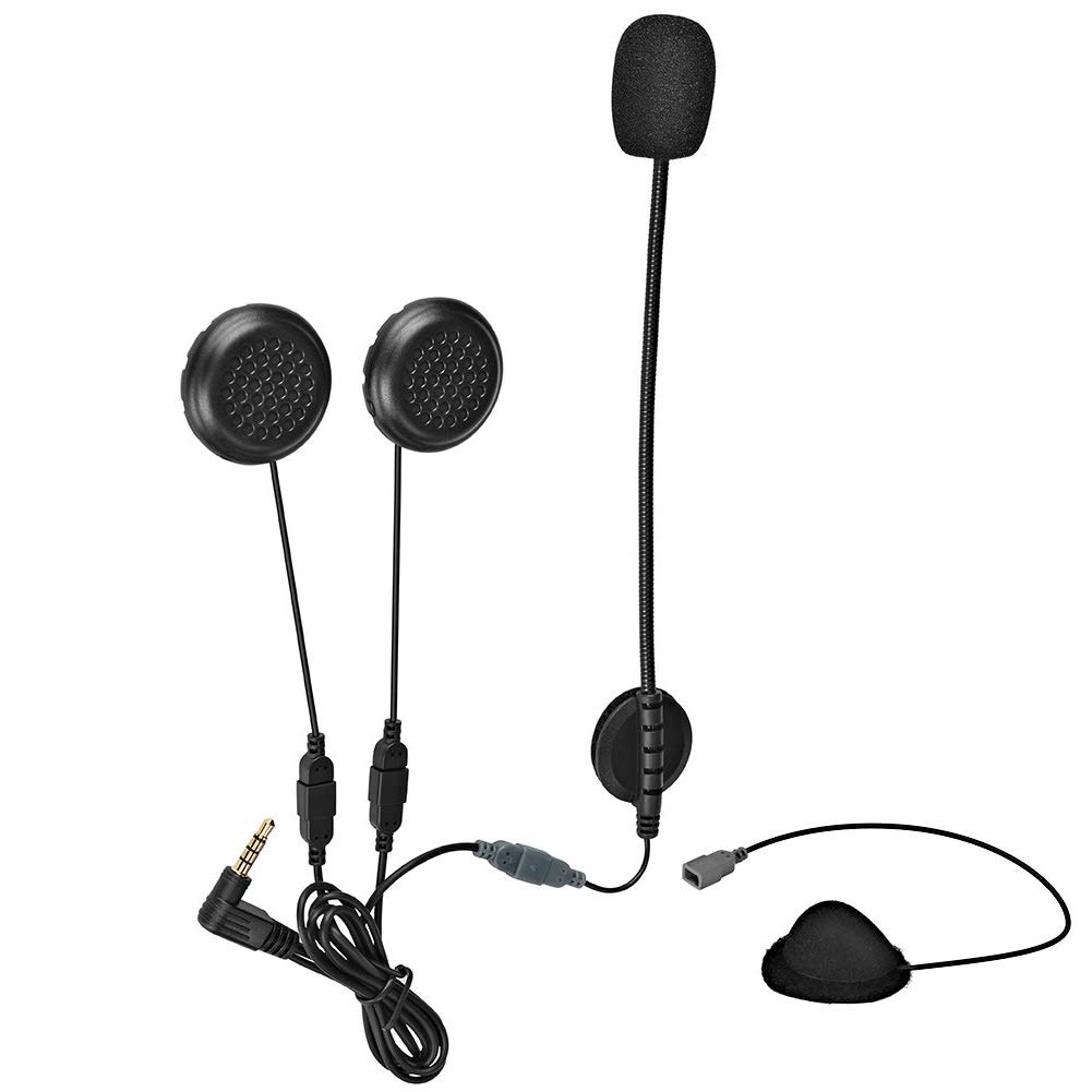 QSPORTPEAK Motorcycle Intercom Accessories for V6/V4/E6, Microphone Headphone Hard & Soft Cable Headset Combination for Motorcycle BT Bluetooth Intercom, Use for Various Motorcycle Helmets
