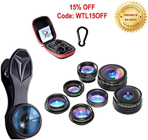 WT 7 in 1 IPhone Lens - Transform Your Phone Into A Professional Quality Camera - Fish Eye Lens - Macro Lens and Wide Angle Lens - Zoom Lens for IPhone 8, 7, 6s/6s plus, 6/6plus &amp; Most Smartphones