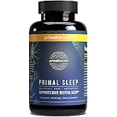 Primal Harvest Primal Sleep Support Supplement for Adults with Melatonin, GABA, Valerian Root, L-Tryptophan, Magnesium Bisglycinate Chelate, and Chamomile for Deep Restful Sleep