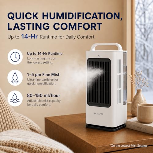 XAMATTS Portable Air Conditioners, 1700ml Evaporative Air Cooler with Remote, 120° Oscillating Mini Air Conditioner Portable with 3 Speeds & 1-7H Timer, Portable AC Unit for Bedroom Room Office Desk