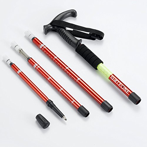 BAOCHI Hiking Trekking Pole Walking Stick Telescoping Ultra Strong Alpenstocks Anti Shock Mountaineering Trail (RED 1 Peice)
