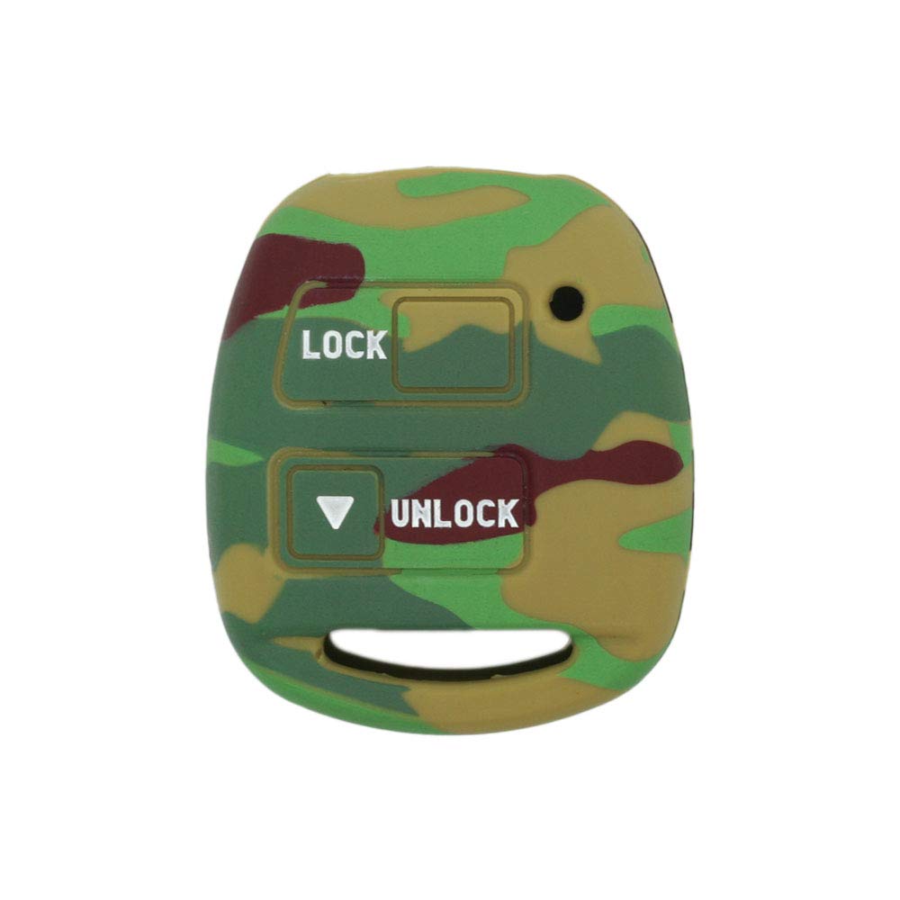 BROVACS Silicone Cover Protector Case Holder Skin Jacket Compatible with TOYOTA Camry Corolla RAV4 Prado LEXUS 2 Button Remote Key Fob CV2421 Camouflage Green