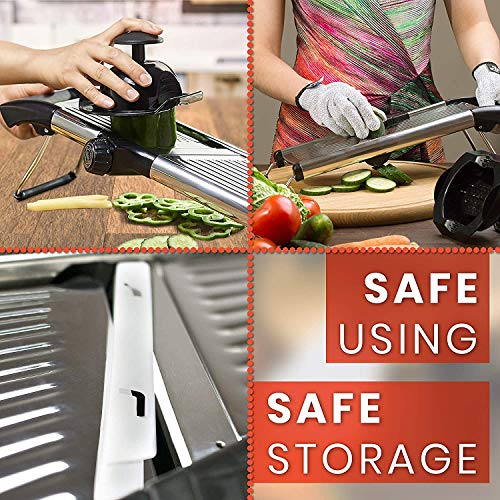 Mandoline Slicer with CutResistant Gloves and Blade Guard Adjustable Mandolin Vegetable