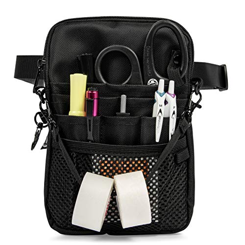 4-in-1 Convertible Nurse Fanny Pack, Black Hardware (Black)