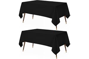 Utopia Kitchen Black Rectangle Table Cloth 2 Pack [60x84 Inches] Nappe de Table Rectangulaire Machine Washable Polyester Tabl