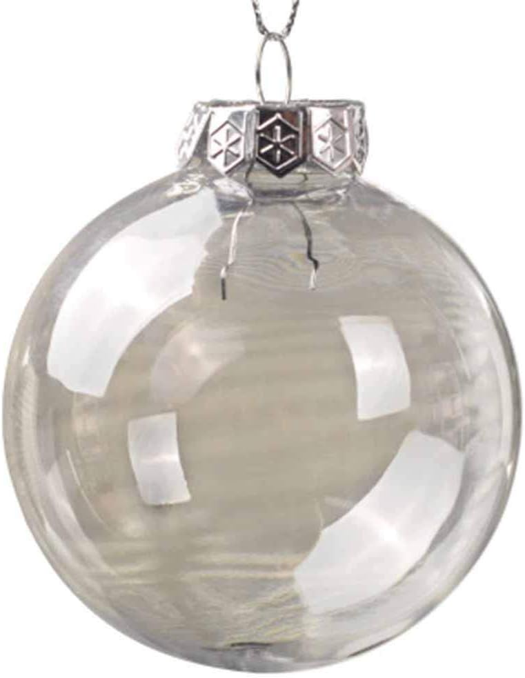 Wansan 10pcs Christmas Baubles Ornaments Clear Ball Xmas Diy Baubles Clear Plastic Fillable Bauble to Fill Christmas Baubles to Decorate Balls for Christmas Tree Empty Baubles