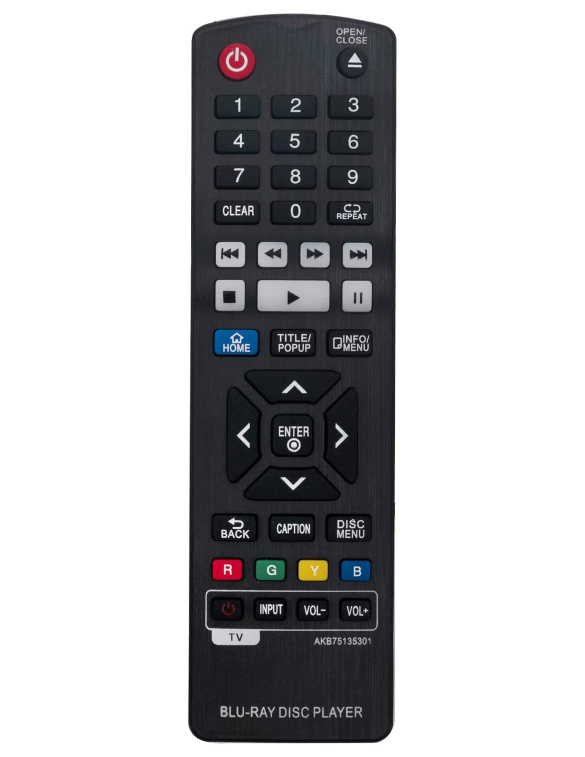 VINABTY Replacement Remote Control Fit for LG Blu-ray Disc Player UBKM9 UP970 UBK90 BP550 BPM55 BPM33 BP330 BP430 BP530 BPM54 BP540 BP630 AKB75135301