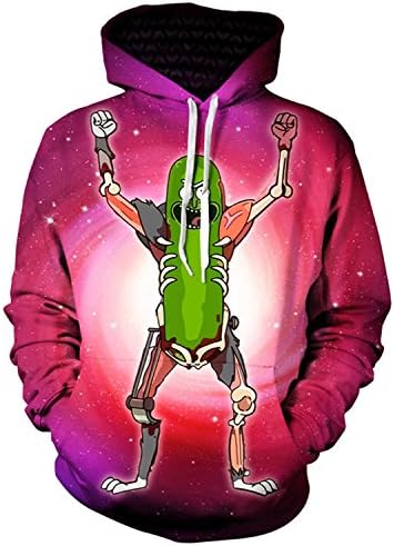 3D Hoodies Cartoon Rick and Morty Printed Women/Men Hip Hop Hoody Streetwear Hooded Sweatshirts (Pickle02, Small)