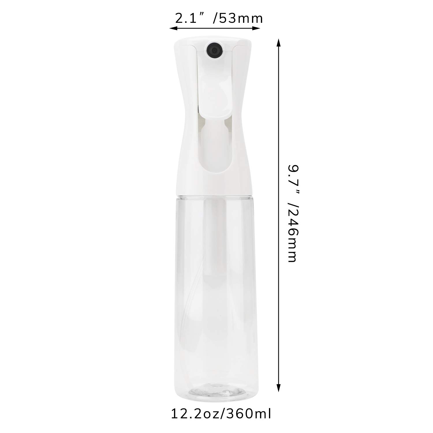 Clear Spray Bottle for Hair, Suream 12.2oz/360ml Fine Mist Continuous Water Sprayer for Salon Use, Refillable Empty Plastic Stylist Mister for Moistening Hair, Misting Plants and Cleaning Solution: Beauty