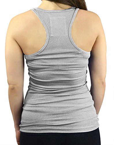 Belle Donne - Junior's Tank Top Skinny Racerback Rib Tanktop Regular Plus Size - Heather Gray/Medium