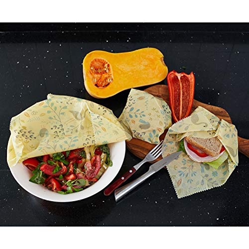 Beeswax Wrap Food Storage 4 Pack - Reusable, Eco-Friendly, Plastic Free, Non-Toxic