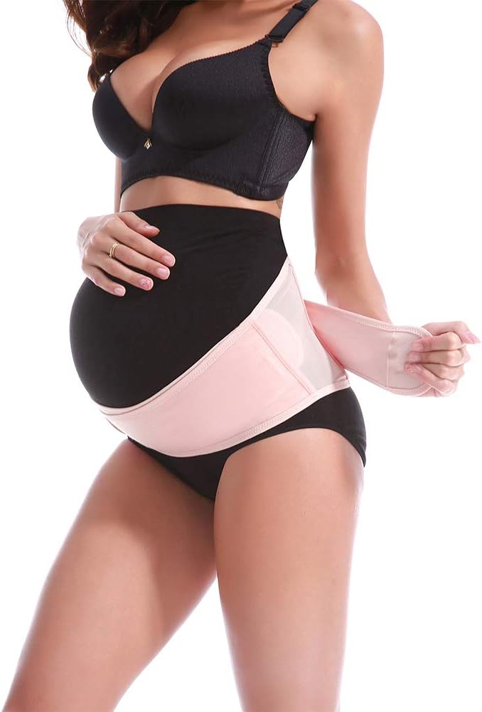 AIZGGE Maternity Belt-Comfortable Belly Band for Pregnancy,Breathable Lower Back and Pelvic Support Prenatal Cradle for Baby (Pink, X-Large)