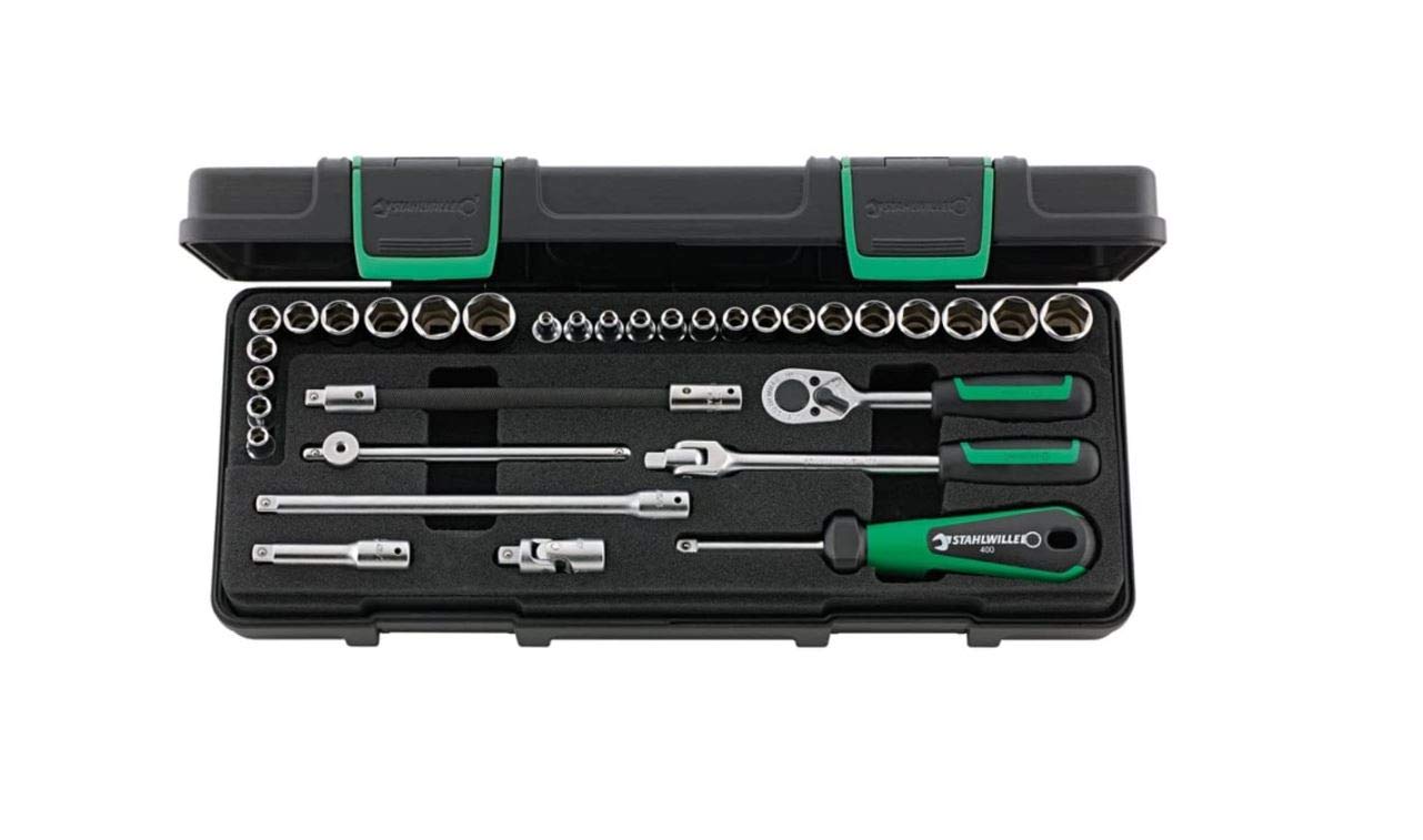 Stahlwille 96011162 Socket Spanner Set 33 Pieces in Robust, Stackable ABS Plastic Box