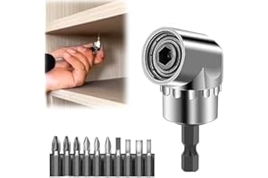 FODEUXP 2025 New 105 Degree Right Angle Drill Adapter, Corner Tool Screw Hub with Multi-function Bend Screwdriver Bit, 1/4" Hex Shank Driver Angle Drill Attachment for Household Work (Short)