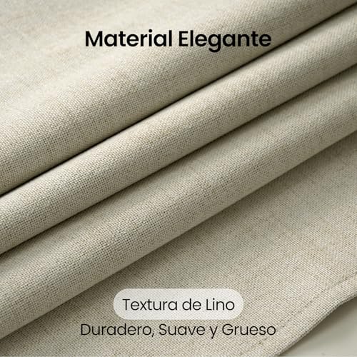 VIOPY 100% Lino Cortinas Blackout,Extra Largas con Aislamiento Térmico,Respaldo Recubierto Poliéster Impermeable,Ojal Superior,para Recámara y Ventana de Sala(Natural,132An x 241Al cm(2 Paneles))