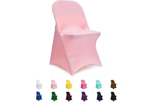 Jieqier Folding Chair Covers, Spandex Folding Chair Covers 10 PCS Light Pink, Party Chair Covers Universal Chair Slipcovers for Banquet Wedding Event
