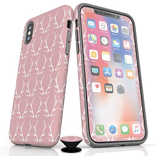 Phone Accessory Bundle for iPhone 7/8 Plus - Screen Protectors, Gloss iPhone Case, and Cell Phone Grip with Antlers Design