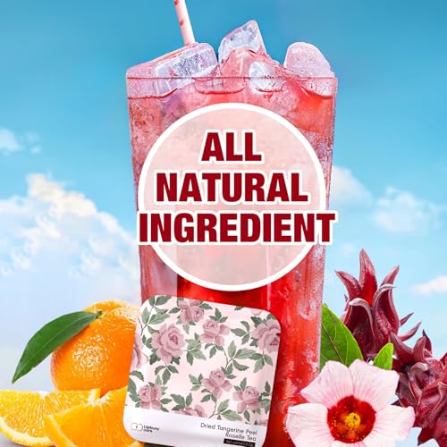 LIPBUSY CARE HIBISCUS TANGERINE COLD BREW TEA BAGS, CAFFEINE FREE 10 BAGS (PACK OF 1), NATURAL DRIED HIBISCUS FLOWERS HERBAL TEA, TE FLOR DE JAMAICA ORGANICA FOR BLOOD PRESSURE -HOT OR ICED TEA