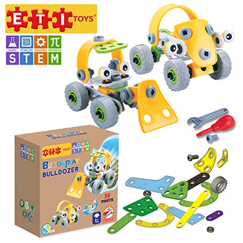 ETI Toys, STEM Learning, 56 Piece Lil Engineers Build & Play Bulldozer