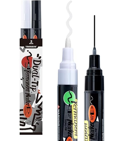 Top Notch Paint Markers Set - 5 Oil Based Medium Tip Markers In Gold, Silver, White, Red, Black