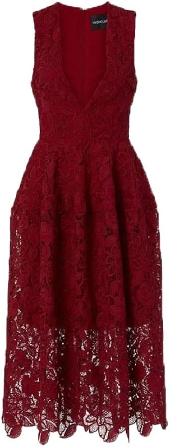 deep red lace dress
