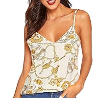 Thepass Fashion Women Vest Top Sleeveless Chain Print T-Shirt Blouse Casual Tank Yellow