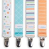 LIMITED OFFER - Pacifier Clip Boys by Liname - 4 Pack - Premium Quality Universal Pacifier Clips - Modern 2-Sided Stylish Design - Soothie Pacifier Holder