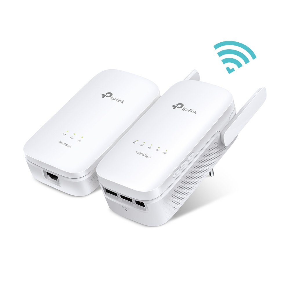 TP-Link TL-WPA8630 KIT - PLC con WiFi Doble Banda y 2 Adaptadores (WiFi 1300Mbps, Extensor, Repetidores de Red, Cobertura Internet,...