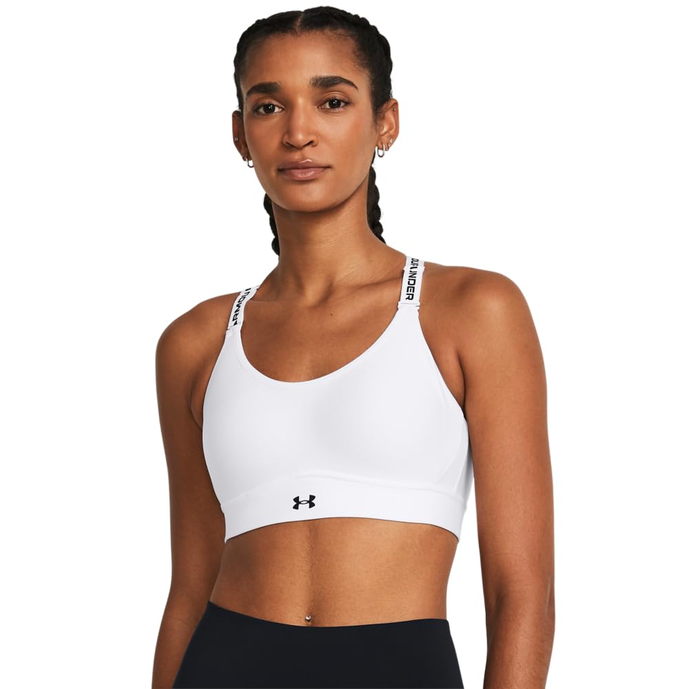 Under Armour Womens Infinity Mid Impact Sports Bra, (100) White / / Black, X-Small D-DD Image