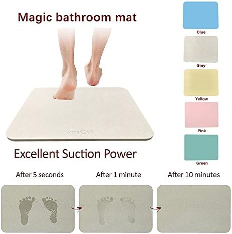Magic bath mat Diatomaceous Earth Mat Fast Drying Bath Mat Non-slip Antibacterial Bath Mats for Bathroom Shower Floor MISSUSO (23.62"x15.35"x0.35")