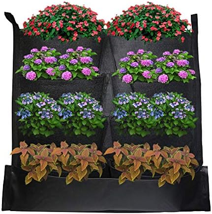 Gentlecarin Vertical Garden Planter,8 Pockets Wall Hanging Felt Planter Grow Bags, Waterproof Plant Pouch Flower Bags for Home Garden Balcony Indoor Outdoor