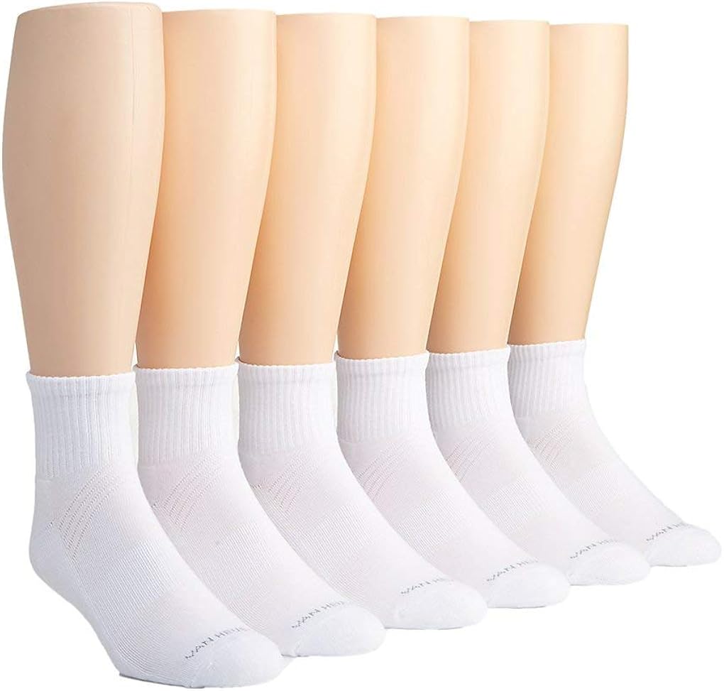 Van Heusen Core Athletic Quarter Socks 6 Pack (191QT01) O/S/White at