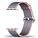 INTENY Woven Nylon Strap Buckle Replacement Wrist Bracelet with Silicone Band for Apple Watch Band Series 1 Series 2 42mm-Light Pink&Midnight Blue