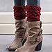 FAYBOX Short Women Crochet Boot Cuffs Winter Cable Knit Leg Warmers Red